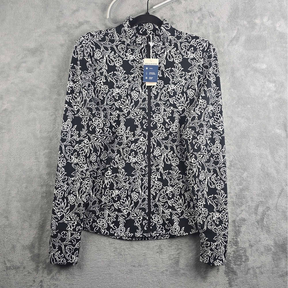 TOMMY BAHAMA Jacket Women's Large Everyday Active Full Zip Black Floral NWT